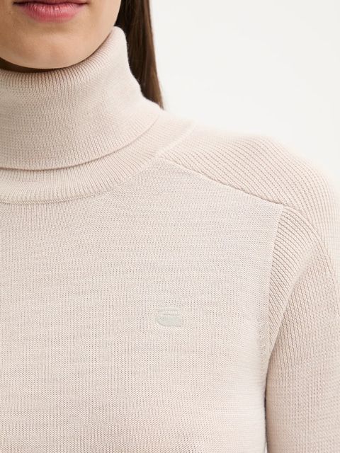 G-Star sweter wełniany 0 damski kolor beżowy lekki z golfem D27713.B692