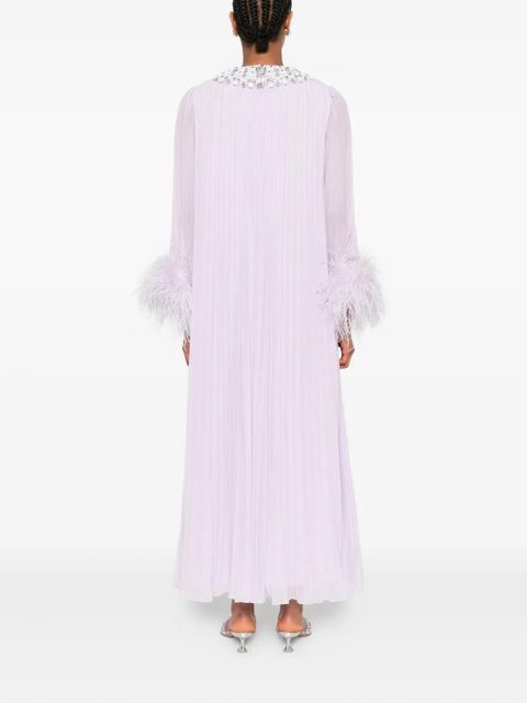 Self-Portrait chiffon feather-detail dress - Purple