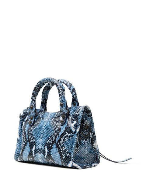 Balenciaga mini City snakeskin-effect tote bag - Blue - zdjęcie produktu nr 2