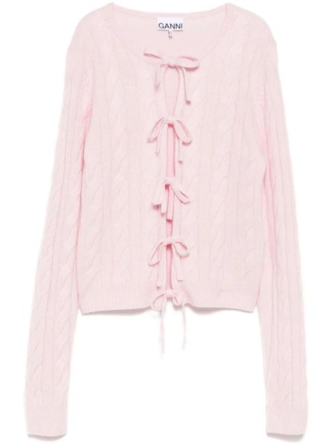 GANNI lace-up fastening cardigan - Pink