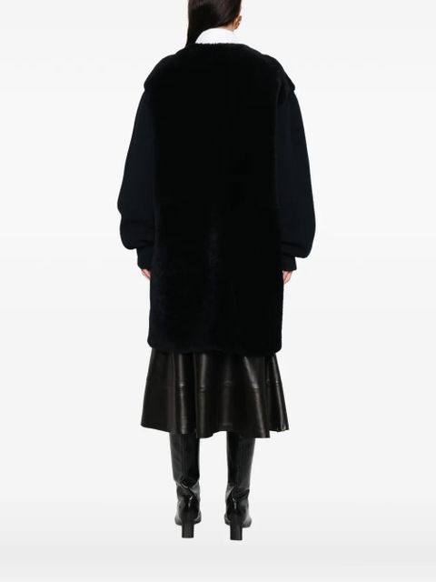Jil Sander ribbed lamb fur coat - Blue