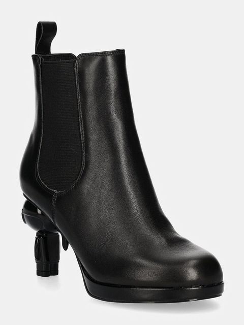 Karl Lagerfeld sztyblety skórzane IKON ISLAND damskie kolor czarny na słupku KL39044 - zdjęcie produktu nr 1