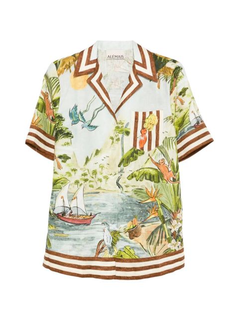 ALEMAIS Toucan Tango striped-trim printed shirt - Blue - zdjęcie produktu nr 1