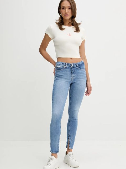 Calvin Klein Jeans t-shirt damski kolor beżowy LV047AB802