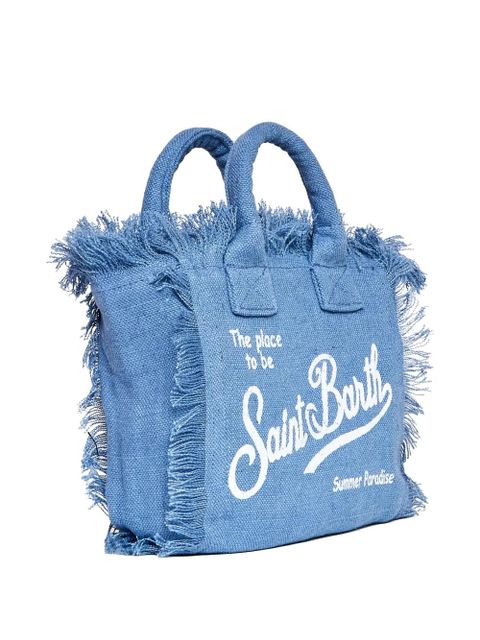 MC2 Saint Barth mini Vanity frayed linen tote bag - Blue