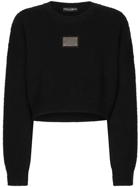 Dolce & Gabbana logo-plaque cropped jumper - Black - zdjęcie produktu nr 1