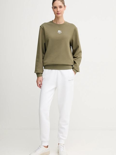 Lacoste bluza bawełniana kolor zielony z nadrukiem SH2736