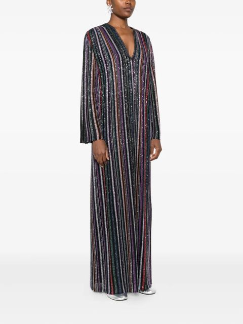 Missoni sequin-striped V-neck maxi dress - Purple