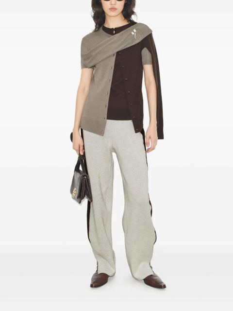 Tory Burch colourblock brooch wool cardigan - Grey