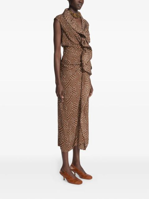 DRIES VAN NOTEN Davylo ruffled midi dress - Brown