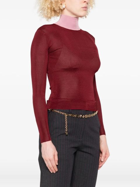 Self-Portrait high-neck long-sleeve sweater - Red