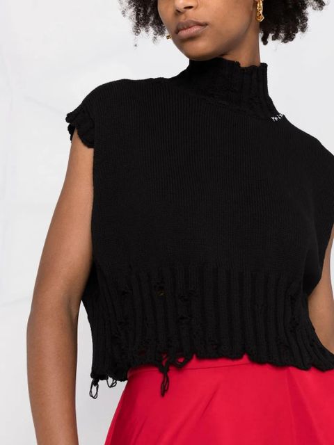 Marni distressed cropped vest - Black