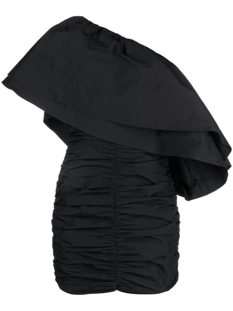 ROTATE BIRGER CHRISTENSEN Taft pleated one-shoulder minidress - Black - zdjęcie produktu nr 1