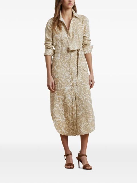 Lauren Ralph Lauren floral-pattern midi shirt dress - Neutrals - zdjęcie produktu nr 2