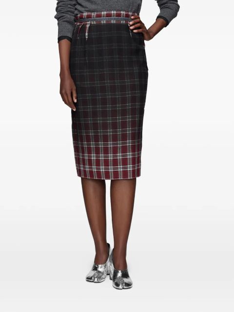 Maison Margiela tartan midi skirt - Red - zdjęcie produktu nr 2