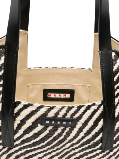 Marni small Waves zebra-stripe tote bag - Black