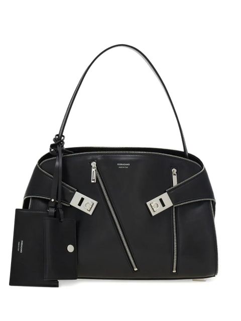 Ferragamo medium Hug Soft zip-detail shoulder bag - Black - zdjęcie produktu nr 1