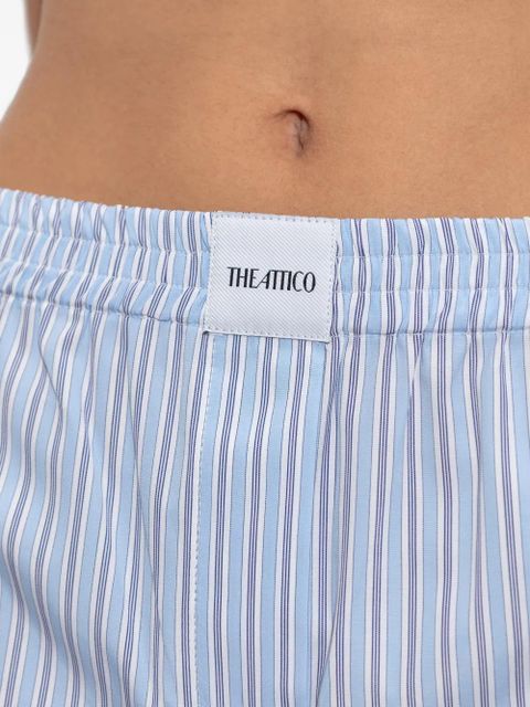 The Attico striped-pattern elasticated mini shorts - Blue