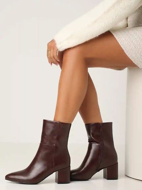 Mexx botki PAM MILA damskie kolor brązowy na słupku lekko ocieplone MI001700453W