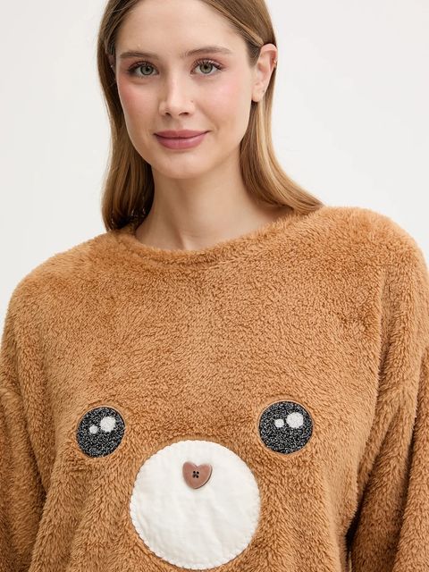 United Colors of Benetton bluza piżamowa damska kolor brązowy 3UKC3M07Z