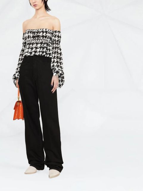 Balmain houndstooth off-shoulder blouse - Black - zdjęcie produktu nr 2