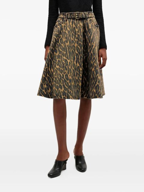 GANNI animal-print midi skirt - Black