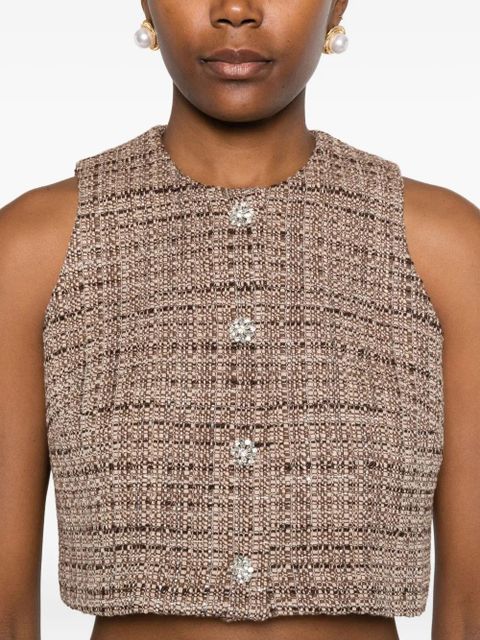 SANDRO tweed sleeveless top - Brown