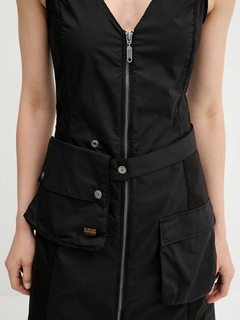 G-Star sukienka kolor czarny midi prosta D26288-D308