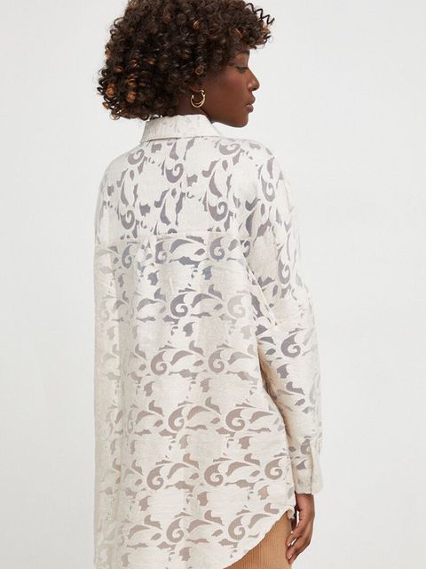 Answear.LAB koszula damska kolor beżowy relaxed z kołnierzykiem klasycznym