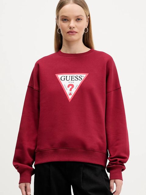 Guess Jeans bluza damska kolor bordowy z nadrukiem W4YQ00 KC811 - zdjęcie produktu nr 1
