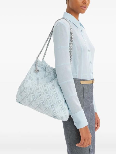 Tory Burch Fleming denim hobo bag - Blue