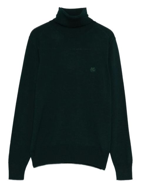 ETRO roll-neck logo-embroidered sweater - Green