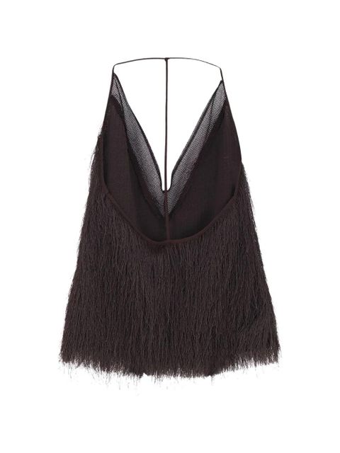 Alysi fringed V-neck top - Brown - zdjęcie produktu nr 2