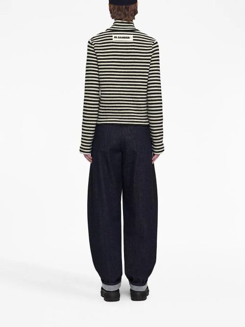 Jil Sander logo-patch striped wool sweater - Black - zdjęcie produktu nr 2