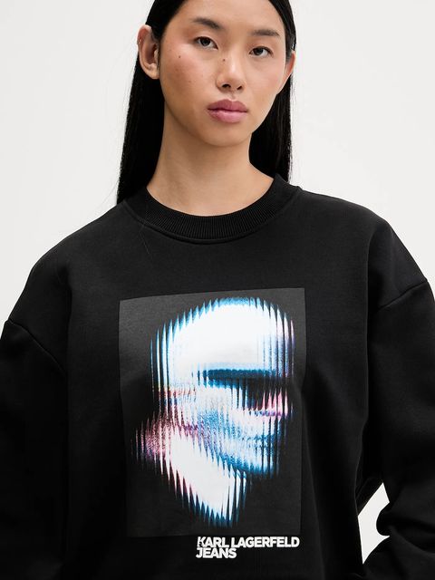 Karl Lagerfeld Jeans bluza bawełniana damska kolor czarny z nadrukiem B1W20049