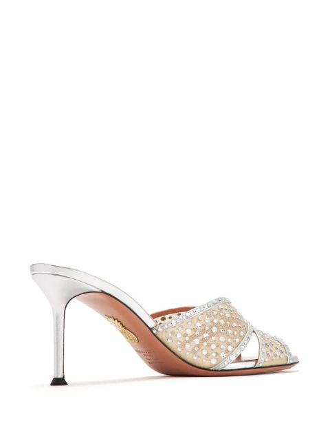 Aquazzura 75mm leather mules - Silver