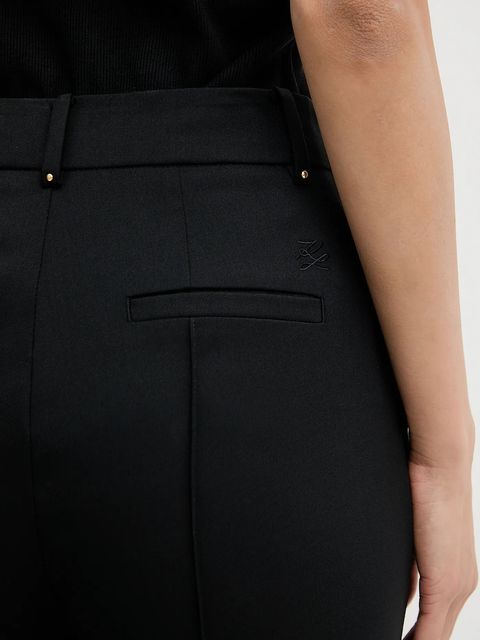 Karl Lagerfeld spodnie z domieszką wełny damskie kolor czarny szerokie high waist B1W10003