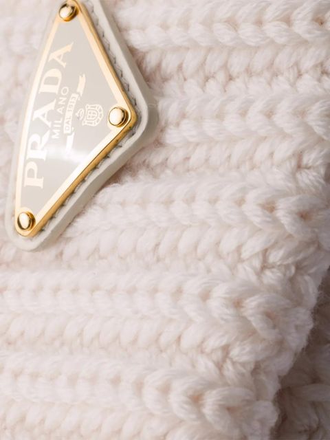 Prada triangle-logo beanie hat - Neutrals - zdjęcie produktu nr 2