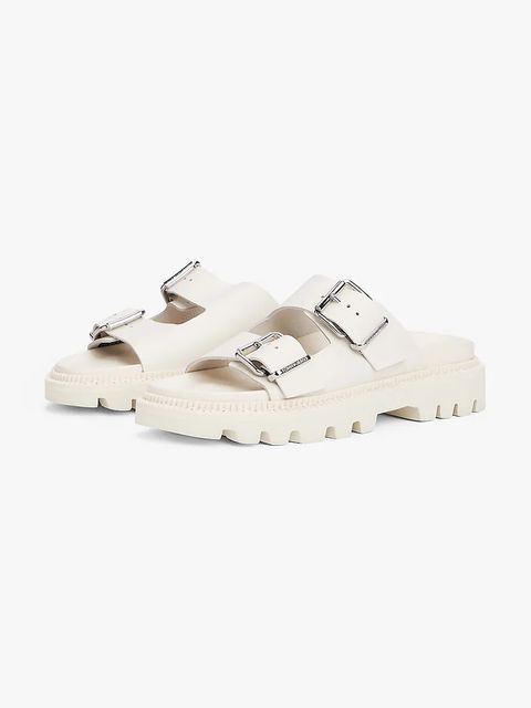 Tommy Jeans klapki skórzane DOUBLE STRAP SANDAL