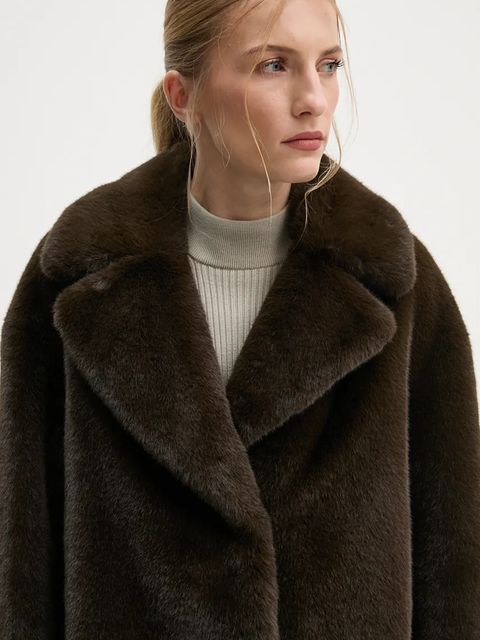 Stand Studio płaszcz Camille Cocoon Coat damski kolor brązowy przejściowy oversize 61137-9070