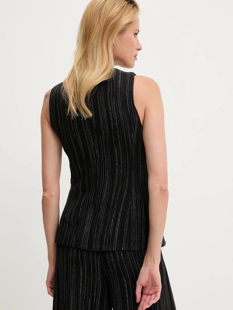 Answear.LAB kamizelka z lnem kolor czarny jednorzędowa - zdjęcie produktu nr 2