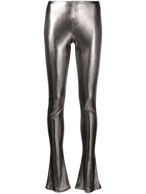 Blumarine laminated-finish high-waisted trousers - Grey - zdjęcie produktu nr 1