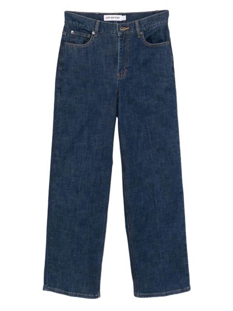 Self-Portrait logo-patch straight-leg jeans - Blue - zdjęcie produktu nr 1