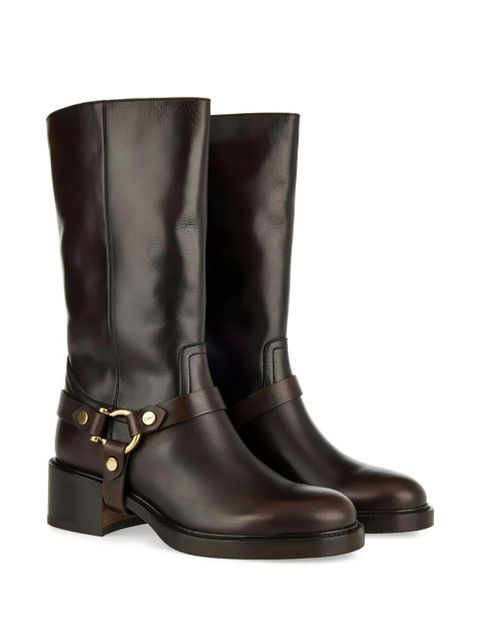 Chloé leather biker boots - Brown - zdjęcie produktu nr 2