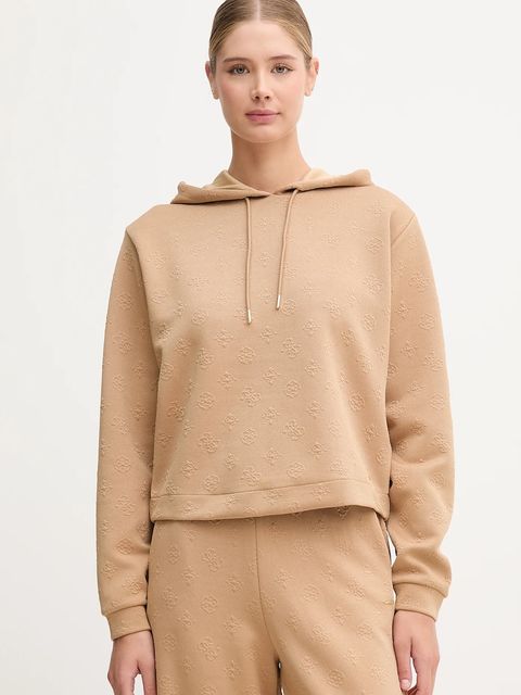 Guess bluza PEONY damska kolor beżowy z kapturem gładka V5YQ04 KBSL2 - zdjęcie produktu nr 1