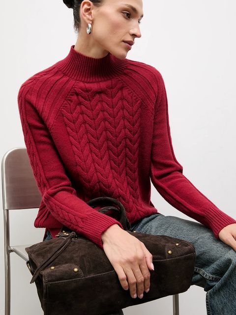 Answear.LAB sweter z kaszmirem damski kolor czerwony z półgolfem - zdjęcie produktu nr 1