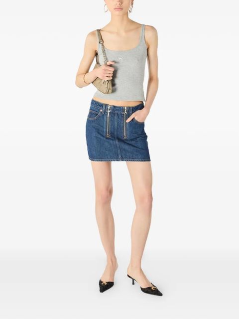 Marine Serre moon logo ribbed cropped T-shirt - Grey - zdjęcie produktu nr 2