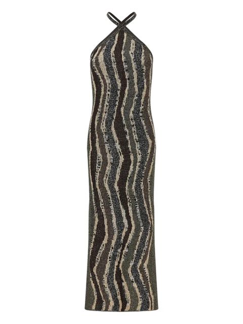 Missoni wave-pattern halterneck maxi dress - Brown - zdjęcie produktu nr 1