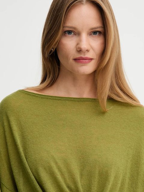United Colors of Benetton sweter z wełną damski kolor zielony lekki 109PD10E1