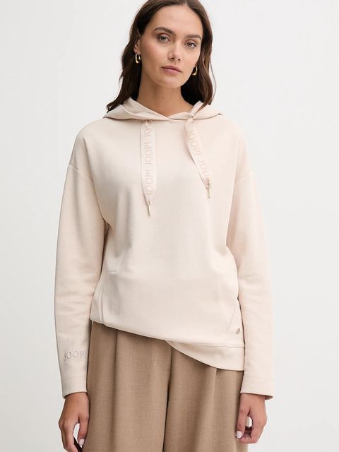 Joop! bluza damska kolor beżowy z kapturem gładka - zdjęcie produktu nr 1